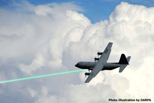 Photo illustration of an AC-130 gunship firing a laser weapon Photo illustration of an AC-130 gunship firing a laser weapon - Sputnik International
