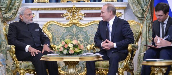 Встреча президента РФ В. Путина с премьер-министром Индии Н. Мод Встреча президента РФ В. Путина с премьер-министром Индии Н. Мод - Sputnik International