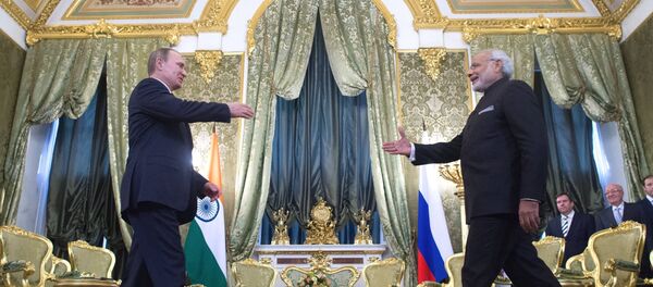 Russian President Vladimir Putin (left) meeting with Indian Prime Minister Narendra Mod in the Kremlin, December 24, 2015 Russian President Vladimir Putin (left) meeting with Indian Prime Minister Narendra Mod in the Kremlin, December 24, 2015 - Sputnik International