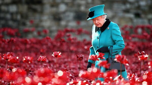Britain's Queen Elizabeth II visits the Tower of London's 'Blood Swept Lands and Seas of Red' poppy installation in central London on October 16, 2014 - Sputnik International