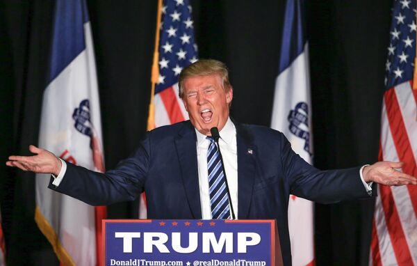 Republican presidential candidate Donald Trump speaks during a campaign stop in Council Bluffs, Iowa, Tuesday, Dec. 29, 2015. Republican presidential candidate Donald Trump speaks during a campaign stop in Council Bluffs, Iowa, Tuesday, Dec. 29, 2015. - Sputnik International