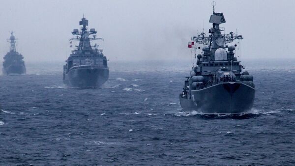 Russian Pacific Fleet warships during a naval parade in the Peter the Great Bay marking the wrap-up of the Joint Sea 2015 II Russian-Chinese naval drill - Sputnik International