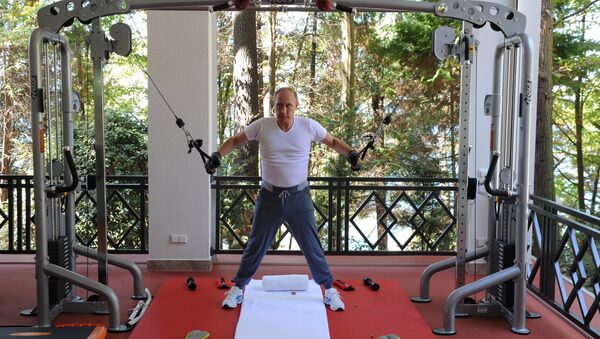 August 30, 2015. Russian President Vladimir Putin during a joint workout with Russian Prime Minister Dmitry Medvedev at the Bocharov Ruchei residence in Sochi - Sputnik International