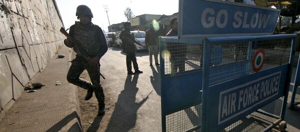 Indian security personnel stand guard next to a barricade outside the Indian Air Force (IAF) base at Pathankot in Punjab, India, January 2, 2016 Indian security personnel stand guard next to a barricade outside the Indian Air Force (IAF) base at Pathankot in Punjab, India, January 2, 2016 - Sputnik International