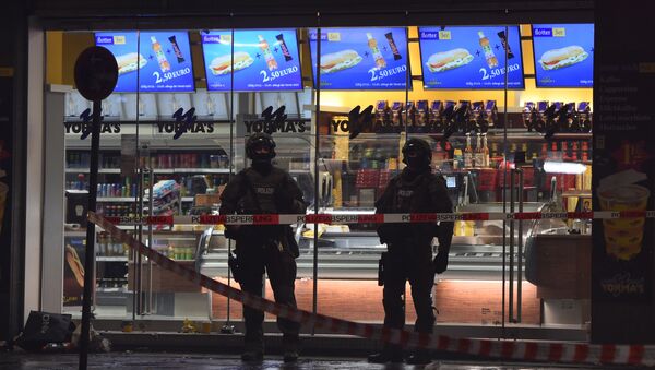 Police officers are seen guarding the entrance to the closed central station in Munich on January 1, 2016 - Sputnik International