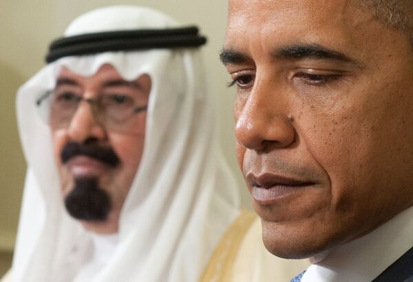 US President Barack Obama (R) and King Abdullah of Saudi Arabia during meetings in the Oval Office at the White House in Washington on June 29, 2010 US President Barack Obama (R) and King Abdullah of Saudi Arabia during meetings in the Oval Office at the White House in Washington on June 29, 2010 - Sputnik International