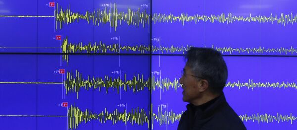 Earthquake and Volcano of the Korea Meteorological Administration Director General Yun Won-tae stands in front of a screen showing seismic waves that were measured in South Korea, in Seoul Wednesday, Jan. 6, 2016 Earthquake and Volcano of the Korea Meteorological Administration Director General Yun Won-tae stands in front of a screen showing seismic waves that were measured in South Korea, in Seoul Wednesday, Jan. 6, 2016 - Sputnik International