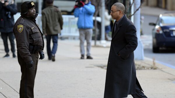 Caesar R. Goodson Jr., one of six Baltimore city police officers charged in connection to the death of Freddie Gray, arrives at a courthouse for jury selection in his trial, Monday, Jan. 11, 2016, in Baltimore Md - Sputnik International