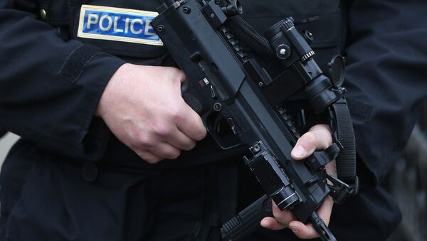 An armed police officer holds his weapon - Sputnik International
