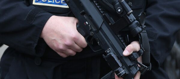 An armed police officer holds his weapon - Sputnik International