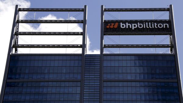 A sign adorns the building where mining company BHP Billiton has their office in Perth, Western Australia, in this November 19, 2015 file photo - Sputnik International