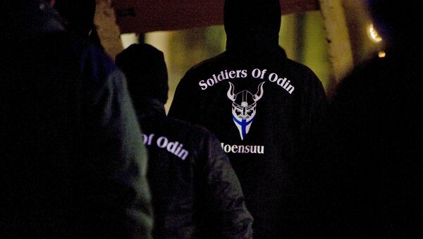 A group that call themselves the Soldiers of Odin demonstrate in Joensuu, Eastern Finland, January 8, 2016 - Sputnik International