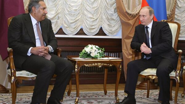 Russian Prime Minister Vladimir Putin meets with Hamad Bin Jassim Bin Jabor Al Thani - Sputnik International