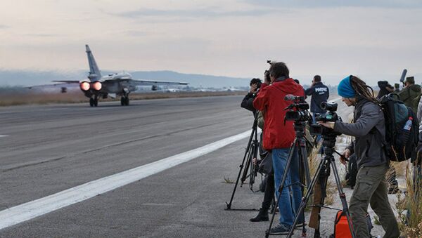 Work of journalists on air base Hmeymim in Syria. File - Sputnik International