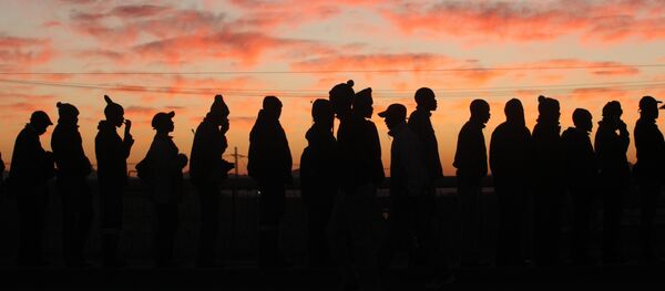 Some of the thousands of platinum mineworkers at Lonmin, Anglo American Platinum, mine in Marikana, South Africa - Sputnik International