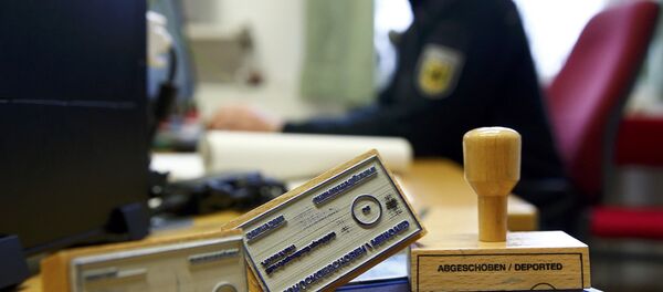 An illustration picture shows deportation stamps which are used by the German federal police Bundespolizei to stamp ID documents of rejected asylum seekers, in Rosenheim, southern Germany, January 25, 2016. - Sputnik International