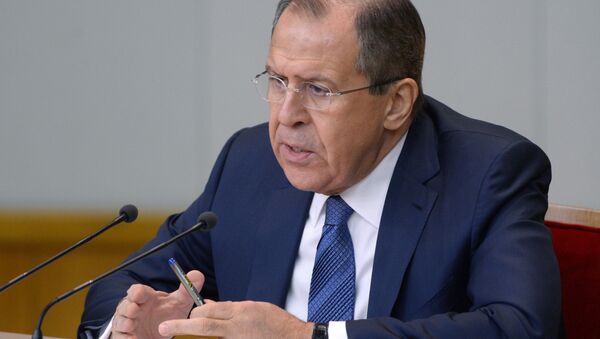 Russian Foreign Minister Sergei Lavrov at a news conference in Moscow. - Sputnik International