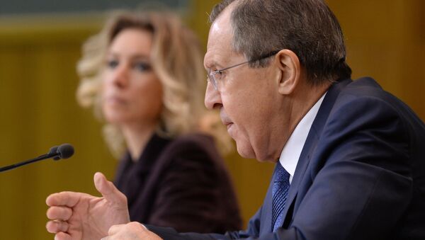 Russian Foreign Minister Sergei Lavrov at a news conference in Moscow. - Sputnik International