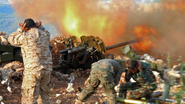 Servicemen of the Syrian army near the village of Salma, Latakia Province - Sputnik International