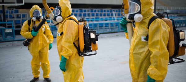 Municipal agents spray anti Zika mosquitos chimical product at the sambadrome in Rio de Janeiro, on January 26, 2016 Municipal agents spray anti Zika mosquitos chimical product at the sambadrome in Rio de Janeiro, on January 26, 2016 - Sputnik International