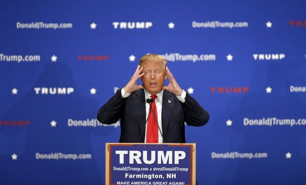 US Republican presidential candidate Donald Trump addresses the crowd at a campaign rally in Farmington, New Hampshire January 25, 2016. US Republican presidential candidate Donald Trump addresses the crowd at a campaign rally in Farmington, New Hampshire January 25, 2016. - Sputnik International