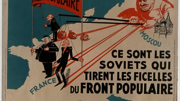 French propaganda poster from 1936 accusing the Soviet Union of meddling in France's domestic politics - Sputnik International