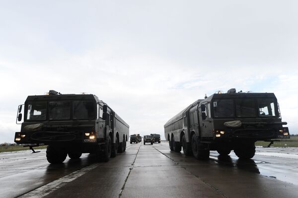 Russia's Bastion-P coastal defense missile system during a parade rehersal. Russia's Bastion-P coastal defense missile system during a parade rehersal. - Sputnik International