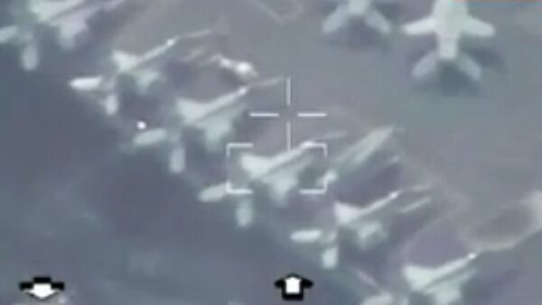 Iranian navy drone spying on the US navy aircraft carrier - Sputnik International