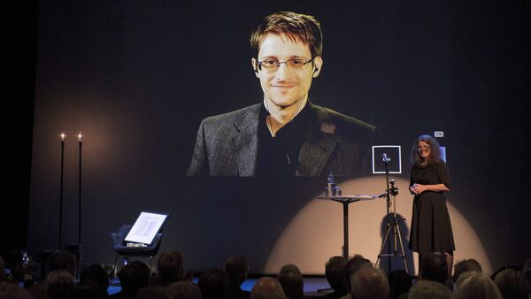 A chair is pictured on stage as former U.S. National Security Agency contractor Edward Snowden is awarded the Bjornson prize Molde, Norway, in this September 5, 2015 file photo - Sputnik International
