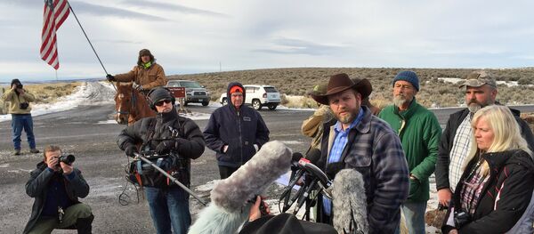 Ammon Bundy speaks to reporters at the Malheur National Wildlife Refuge in Burns, Ore., on Thursday, Jan. 14, 2016 Ammon Bundy speaks to reporters at the Malheur National Wildlife Refuge in Burns, Ore., on Thursday, Jan. 14, 2016 - Sputnik International