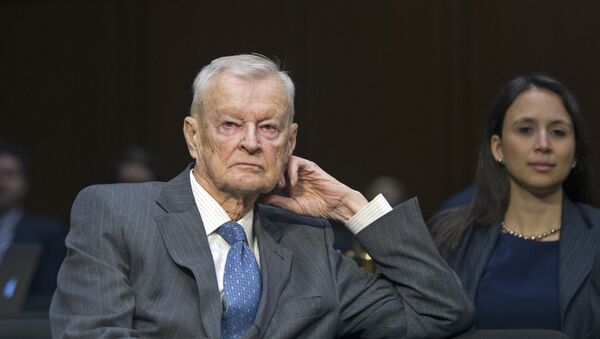 Former National Security Adviser Zbigniew Brzezinski, counselor, trustee, Center For Strategic And International Studies, waits to testify on Capitol Hill in Washington, Wednesday, Jan. 21, 2015, before the Senate Armed Services Committee's hearing to examine global challenges and US national security strategy - Sputnik International