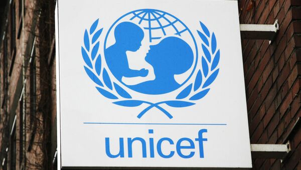 The UNICEF logo is seen at the German UNICEF headquarters in Cologne, Germany, on Feb. 5, 2008. - Sputnik International