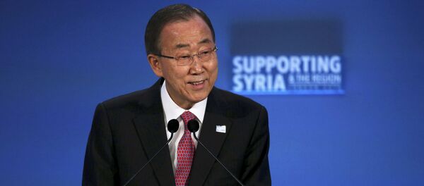 United Nations Secretary-General Ban Ki-moon speaks at the donors Conference for Syria in London, Britain February 4, 2016 United Nations Secretary-General Ban Ki-moon speaks at the donors Conference for Syria in London, Britain February 4, 2016 - Sputnik International