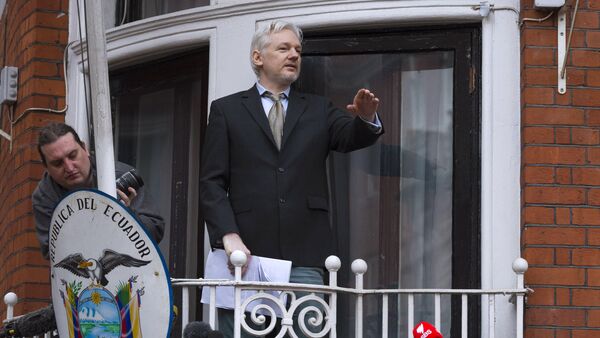 Julian Assange takes part in news conference via video link from Ecuadoran Embassy in London - Sputnik International