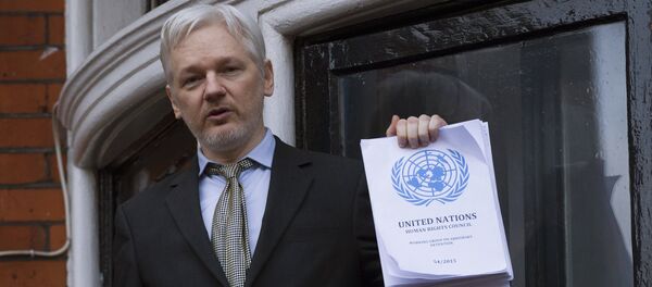 Julian Assange takes part in news conference via video link from Ecuadoran Embassy in London - Sputnik International