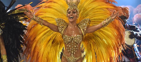 Revelers of the Gavioes da Fiel samba school perform during the first night of the carnival parade at the Sambadrome in Sao Paulo, Brazil, on February 6, 2016 Revelers of the Gavioes da Fiel samba school perform during the first night of the carnival parade at the Sambadrome in Sao Paulo, Brazil, on February 6, 2016 - Sputnik International