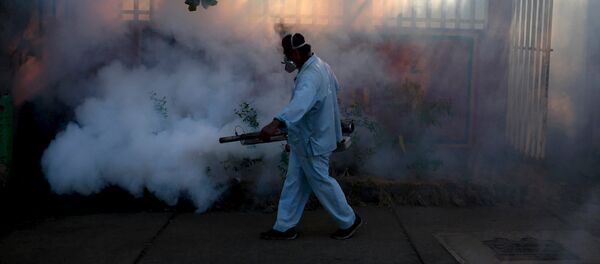 A health ministry worker fumigates a house to kill mosquitoes during a campaign against dengue and chikungunya and to prevent the entry of Zika virus in Managua, Nicaragua - Sputnik International