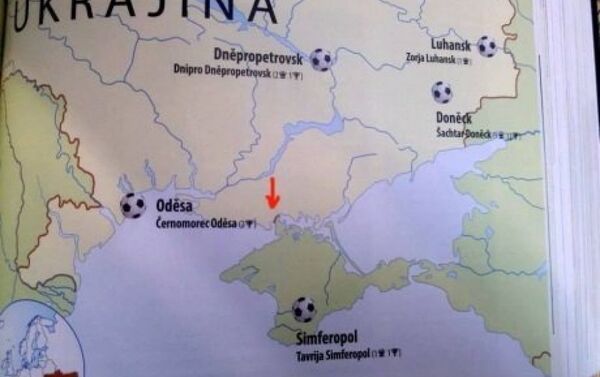 A football atlas published by Ottovo nakladatelství which depicts the Crimean Peninsula as part of Russia. - Sputnik International