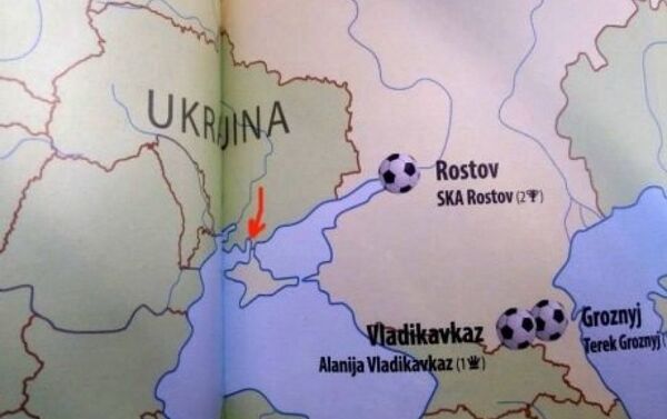 A football atlas published by Ottovo nakladatelství which depicts the Crimean Peninsula as part of Russia. - Sputnik International