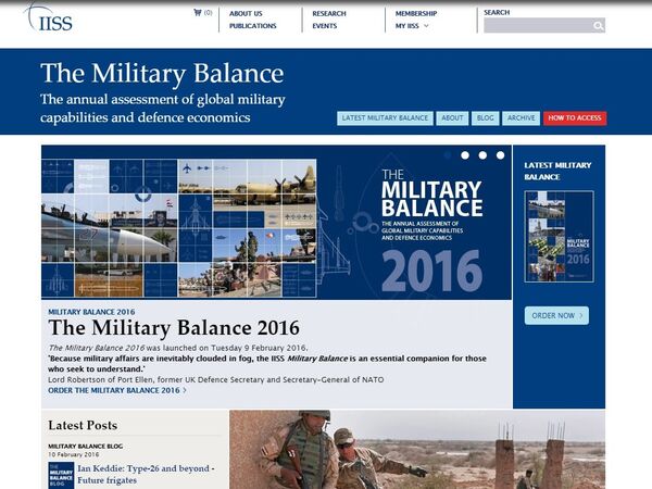 Screenshot from the International Institute for Strategic Studies website. Screenshot from the International Institute for Strategic Studies website. - Sputnik International