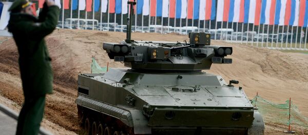 Udar robotic complex at the international exhibition Innovations Day of the Russian Defense Ministry - 2015 at the Convention and Exhibition Center of the Russian Armed Forces in Kubinka, near Moscow - Sputnik International
