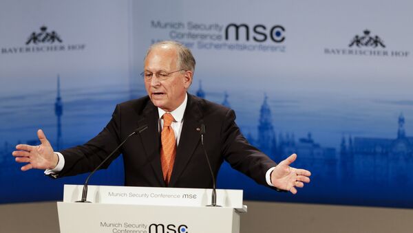 Munich Security Conference Chairman Wolfgang Ischinger gestures during his opening speech at the 51. Security Conference in Munich, Germany, Friday, Feb. 6, 2015 - Sputnik International