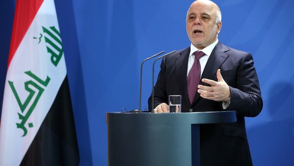 Iraqi Prime Minister Haider al-Abadi speaks at a joint press conference with German Chancellor after their meeting at the Chancellery in Berlin on February 11, 2016 - Sputnik International