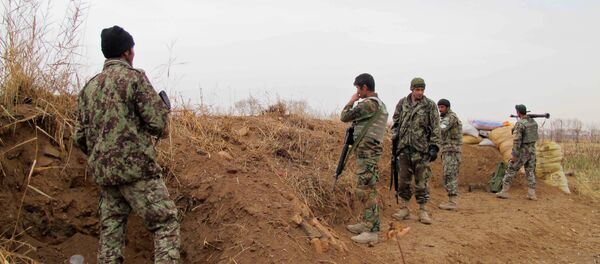 Afghan National Army (ANA) soldiers stand guard during an operation against Taliban militants in the Nad Ali district of Helmand on December 26, 2015 Afghan National Army (ANA) soldiers stand guard during an operation against Taliban militants in the Nad Ali district of Helmand on December 26, 2015 - Sputnik International