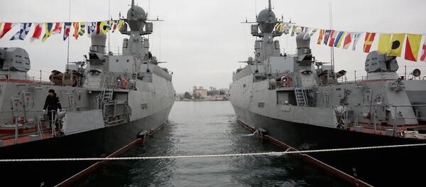 Flags raised at Russian Navy's new ships Zelyony Dol and Serpukhov Flags raised at Russian Navy's new ships Zelyony Dol and Serpukhov - Sputnik International