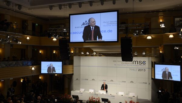 Wolfgang Ischinger, organizer of the 49th Munich Security Conference, opens the Conference on February 1, 2013 in Munich, southern Germany, as world leaders, ministers and top military gather for talks with the spotlight on Syria, Mali and Iran - Sputnik International