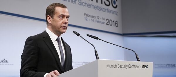 February 13, 2016. Russian Prime Minister Dmitry Medvedev speaks at the Munich Security Conference - Sputnik International