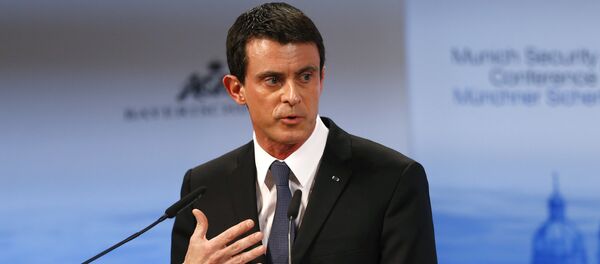 French Prime Minister Manuel Valls gestures during his speech on the podium at the Security Conference in Munich, Germany, Saturday, Feb. 13, 2016 French Prime Minister Manuel Valls gestures during his speech on the podium at the Security Conference in Munich, Germany, Saturday, Feb. 13, 2016 - Sputnik International