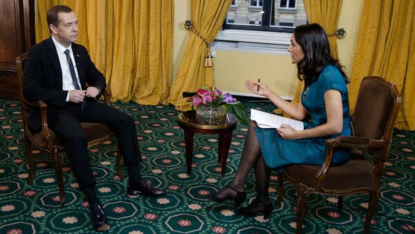 Russian Prime Minister Dmitry Medvedev during an interview to Euronews TV channel - Sputnik International