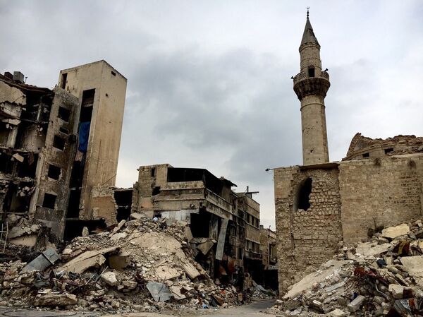 Old Town destruction in Aleppo. This 12th-16th-century set of buildings was included into the UNESCO World Heritage list in 1986. Old Town destruction in Aleppo. This 12th-16th-century set of buildings was included into the UNESCO World Heritage list in 1986. - Sputnik International